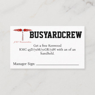 BUSYARDCREW Gutschein Visitenkarte