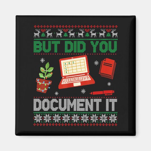 But Did You Doent It Funny Office Christmas Ugly S Magnet (Vorne)
