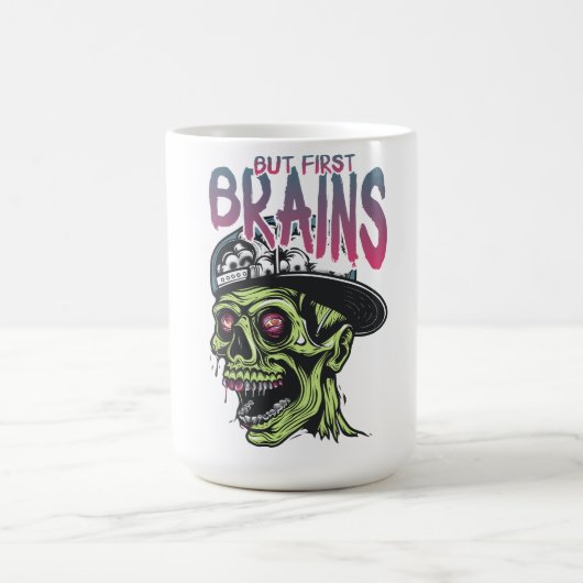 But First Brains Zombie Mug | Funny Horror Coffee Kaffeetasse (Mittel)