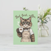 But First, Coffee Cat Dankeskarte (Stehend Vorderseite)