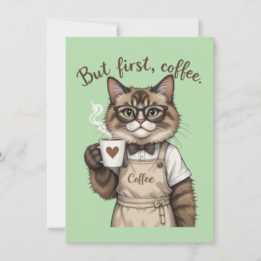 But First, Coffee Cat Dankeskarte (Vorderseite)
