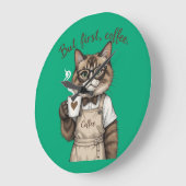 But First, Coffee Cat Große Wanduhr (Winkel)