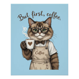 But First, Coffee Cat Poster