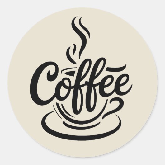 But First Coffee | Chic Modern Script Typography D Runder Aufkleber (Vorderseite)