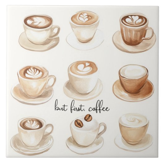 But First, Coffee Cups Fliese (Vorderseite)