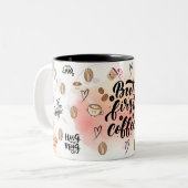 But First, Coffee – Cute Aesthetic Coffee Mug  Zweifarbige Tasse (Vorderseite Links)