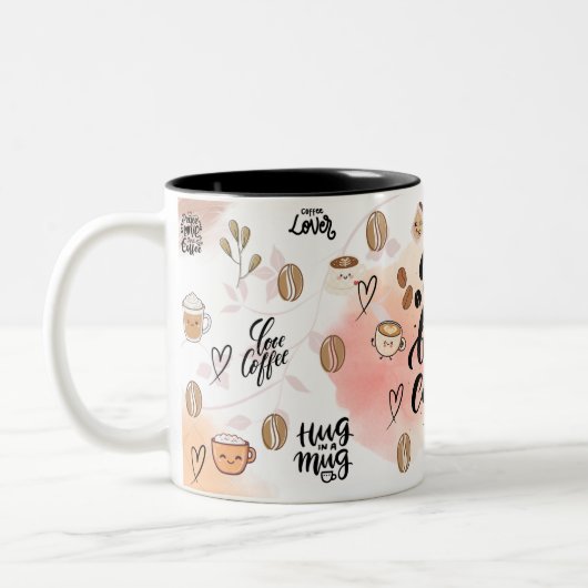 But First, Coffee – Cute Aesthetic Coffee Mug Zweifarbige Tasse (Links)