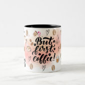 But First, Coffee – Cute Aesthetic Coffee Mug Zweifarbige Tasse (Mittel)