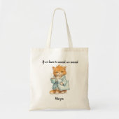But First Coffee Grumpy Orange Cat Custom Name Tragetasche (Vorne)