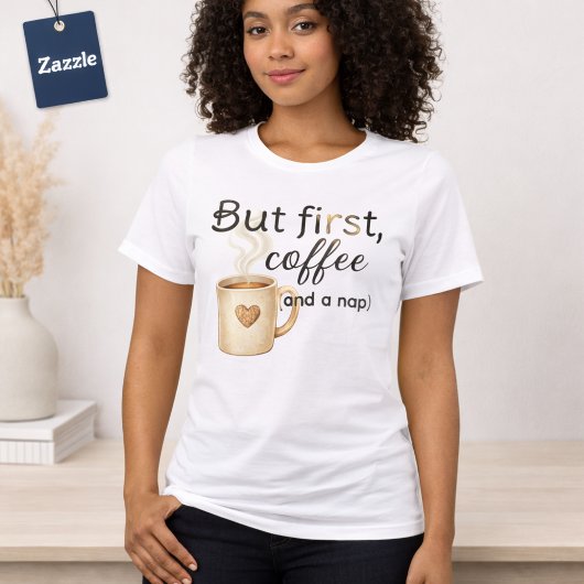 But First Coffee Nap Funny Beige Brown Tri-Blend Shirt