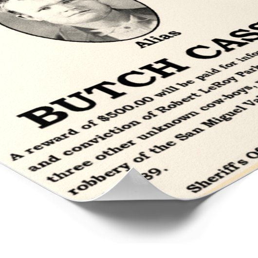 Butch Cassidy Rewards-Poster Poster (Ecke)