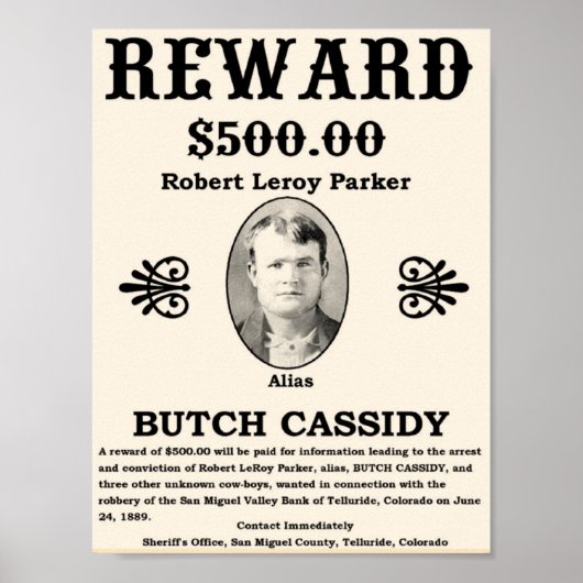 Butch Cassidy Rewards-Poster Poster (Vorne)