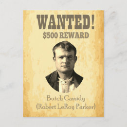 Butch Cassidy Wollte 🚨 Wild West Outlaw Poster Postkarte