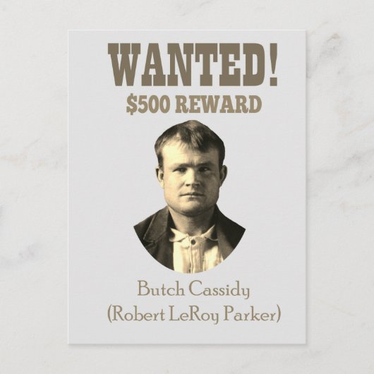Butch Cassidy Wollte 🚨 Wild West Outlaw USA Postkarte (Vorderseite)