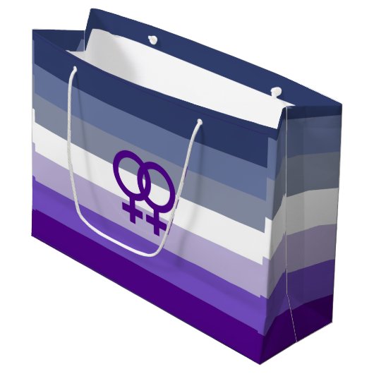 Butch Lesbian Liebe WLW Pride Große Geschenktüte (Vorderseite Schrägansicht)