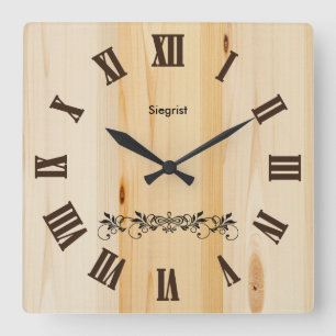 Butcher Block Holzstil  Zazze Quadratische Wanduhr