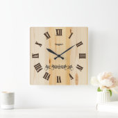 Butcher Block Wood Style Clock Zazzle | Quadratische Wanduhr (Zuhause)
