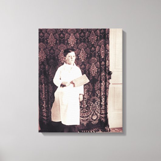 Butcher Boy aus den 1890er Jahren mit Cleaver-Foto Leinwanddruck (Vorderseite)