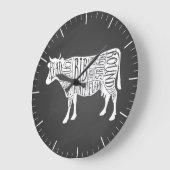 Butcher diagram meat cuts clock beef cow brisket große wanduhr (Winkel)
