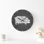 Butcher diagram meat cuts clock pig pork bacon große wanduhr (Zuhause)
