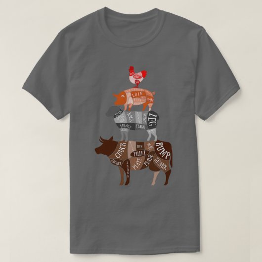 Butcher Fleisch Schneidet Diagramm Butcher Koch So T-Shirt (Design vorne)
