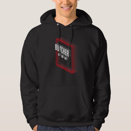 Butcher Job Title Appreciation Retro Hoodie (Vorderseite)
