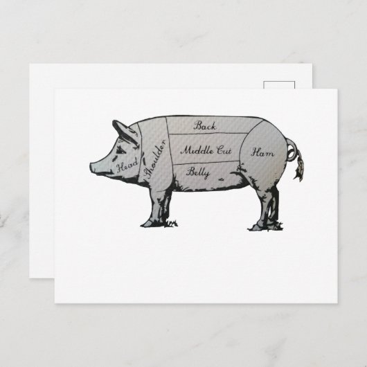 Butcher Pig Diagramm Postkarte (Vorne/Hinten)