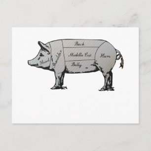 Butcher Pig Diagramm Postkarte