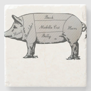 Butcher Pig Diagramm Steinuntersetzer
