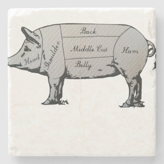 Butcher Pig Diagramm Steinuntersetzer (Vorderseite)