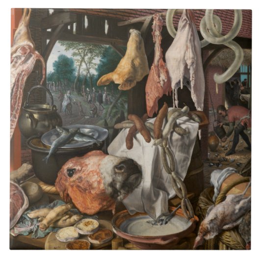 Butcher-Stall (von Pieter Aertsen) Fliese (Vorderseite)