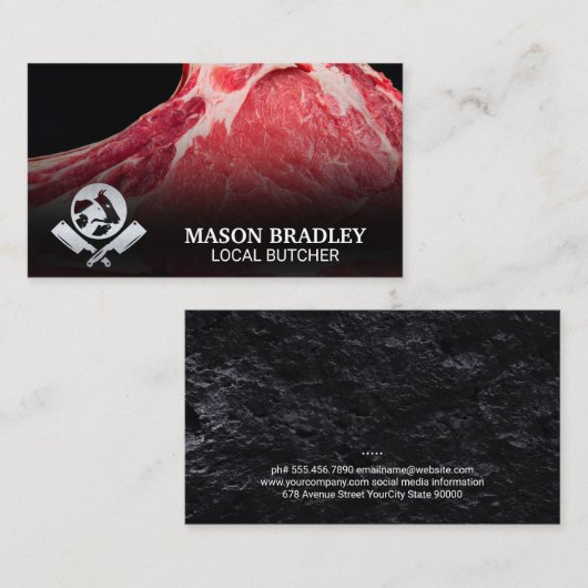 Butchers Knives | Logo für Tiere | Rohfleisch Visitenkarte (Vorne/Hinten)