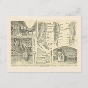 Butcher's shop, Frankreich, 1920 Postkarte
