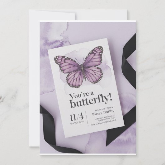 Butfu Bingginnings: Elegante Babydusche Einladung" Einladung (Vorderseite)