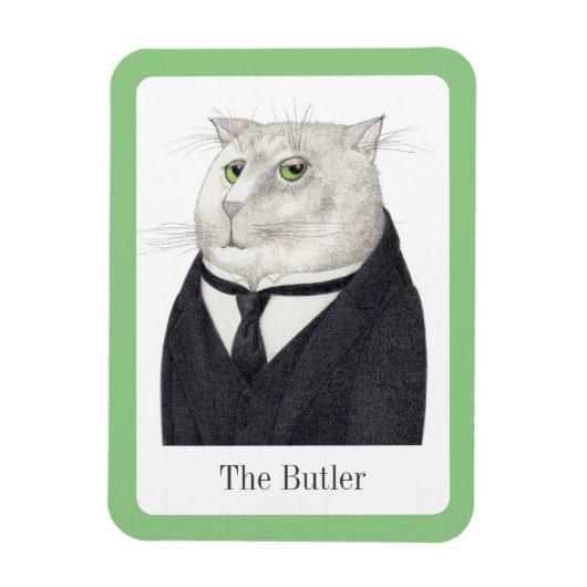 BUTLER CAT 3x4 Flexibles Magnet + Text (Vertikal)