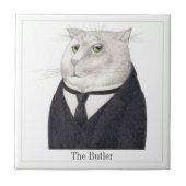 BUTLER CAT 4.25" Square Keramik Tile + Text Fliese (Vorderseite)