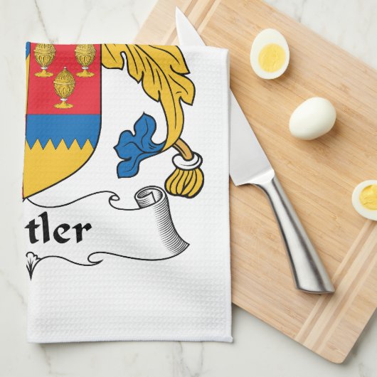 Butler-Familienwappen Küchentuch (Viertel Falte)