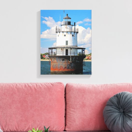 Butler Flats Lighthouse, MA Wrapped Canvas Leinwanddruck (Insitu (Wohnzimmer))
