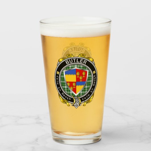 Butler Irish Shield Bierglas Glas (Vorne (Gefüllt))