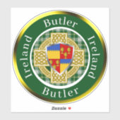 Butler Irish Shield & Celtic Cross Personalisiert Aufkleber (Blatt)
