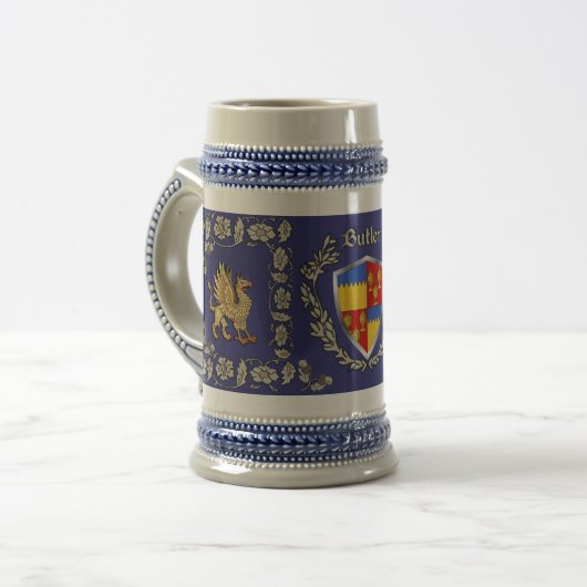 Butler Irish Shield Griffin Stein Bierglas (Vorderseite Links)