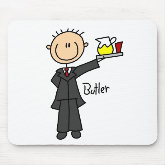 Butler-Strichmännchen-Mauspad Mousepad (Vorne)