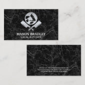Butlerlogo | Schwarzer Marmor Visitenkarte (Vorne/Hinten)