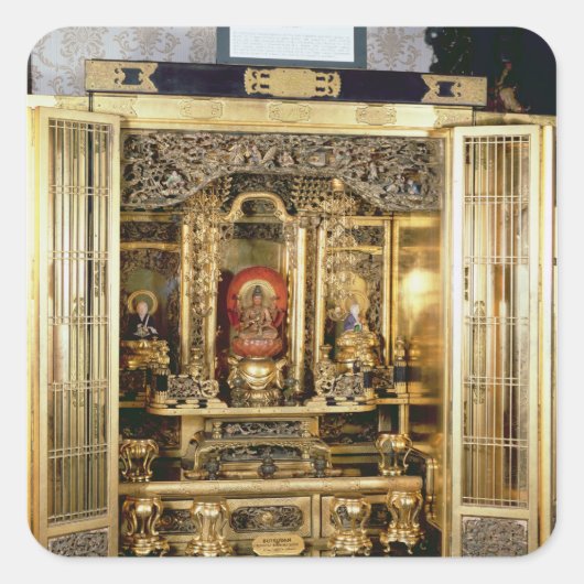 Butsudan-Schrein aus einem Damio-Palast in Kyoto Quadratischer Aufkleber (Vorderseite)
