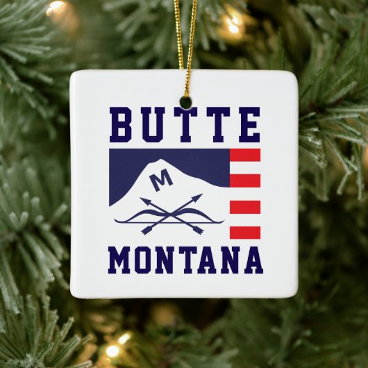 Butte-Flagge, Montana Keramikornament (Baum)