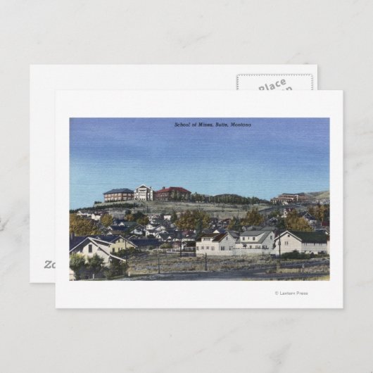 Butte, Montana - Minenschule Sicht auf Postkarte (Vorne/Hinten)