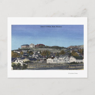 Butte, Montana - Minenschule Sicht auf Postkarte