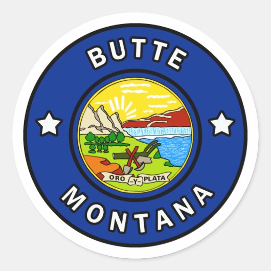 Butte Montana Runder Aufkleber (Vorderseite)