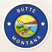 Butte Montana Runder Pappuntersetzer (Vorderseite)