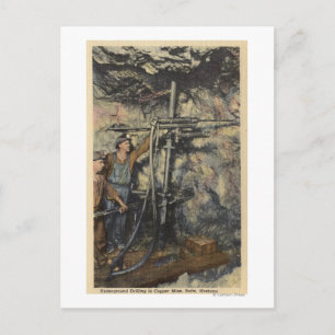 Butte, Montana - Untergrund Bohren in Kupfer Postkarte